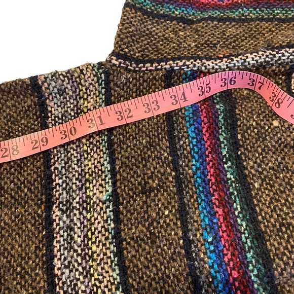 Vintage 1990s Centro Cobijero De Mexico Rasta Blanket Knit Hoodie‎ - Picture 8 of 10